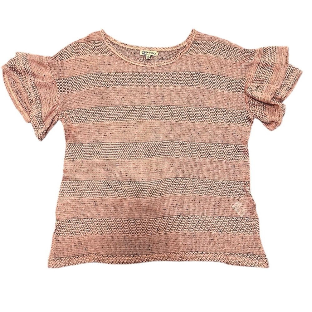 Orange and Gray DEMOCRACY Sweater Flutter Short Sleeve Top - Size Small